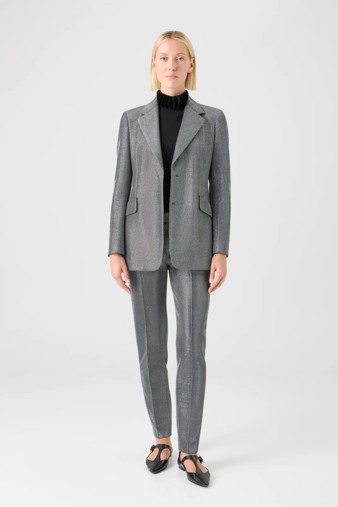 Boyfriend Blazer in Metallic Techno Jersey