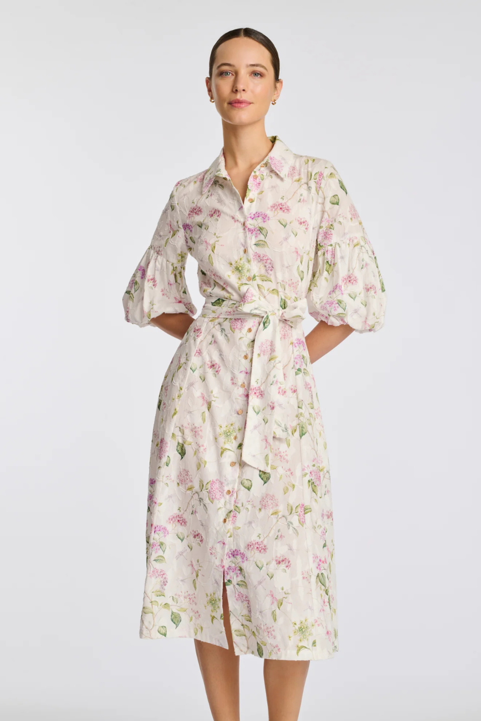Patterned cotton shirt dress