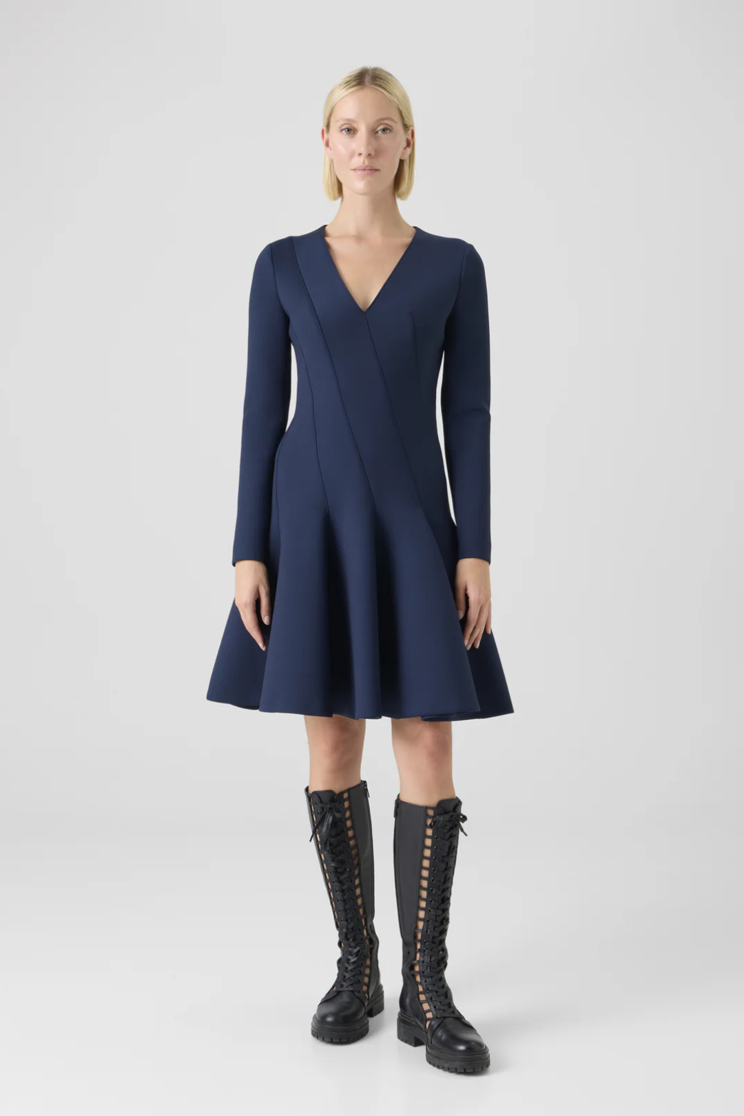 Techno Neoprene Fit & Flare Dress
