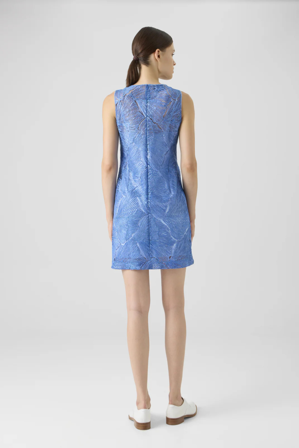 Techno Lacquered Sea Fan Lace Sheath Dress