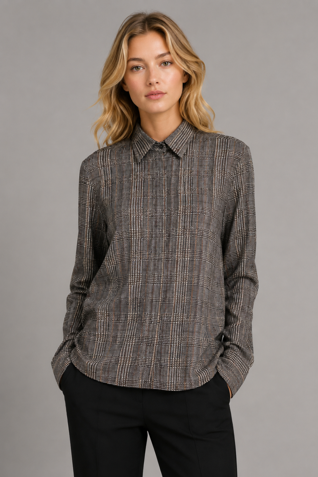 Checked Collared Blouse