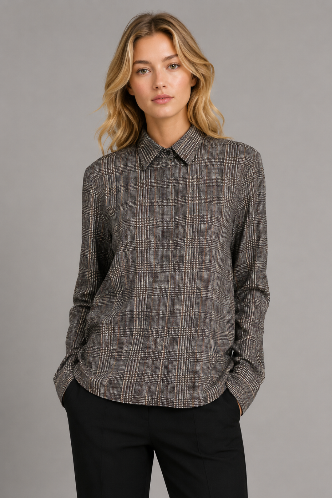 Checked Collared Blouse