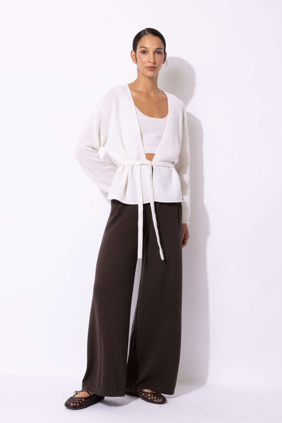 Wrap Cardigan with Floral Back Detail