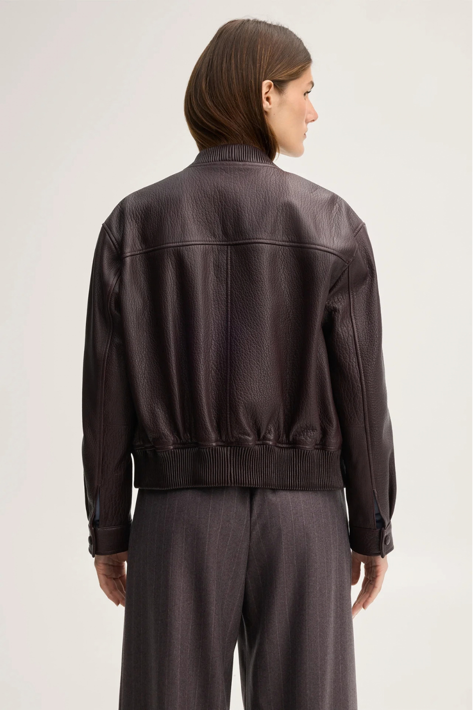 Lamb Nappa Leather Blouson Jacket in Dark Red
