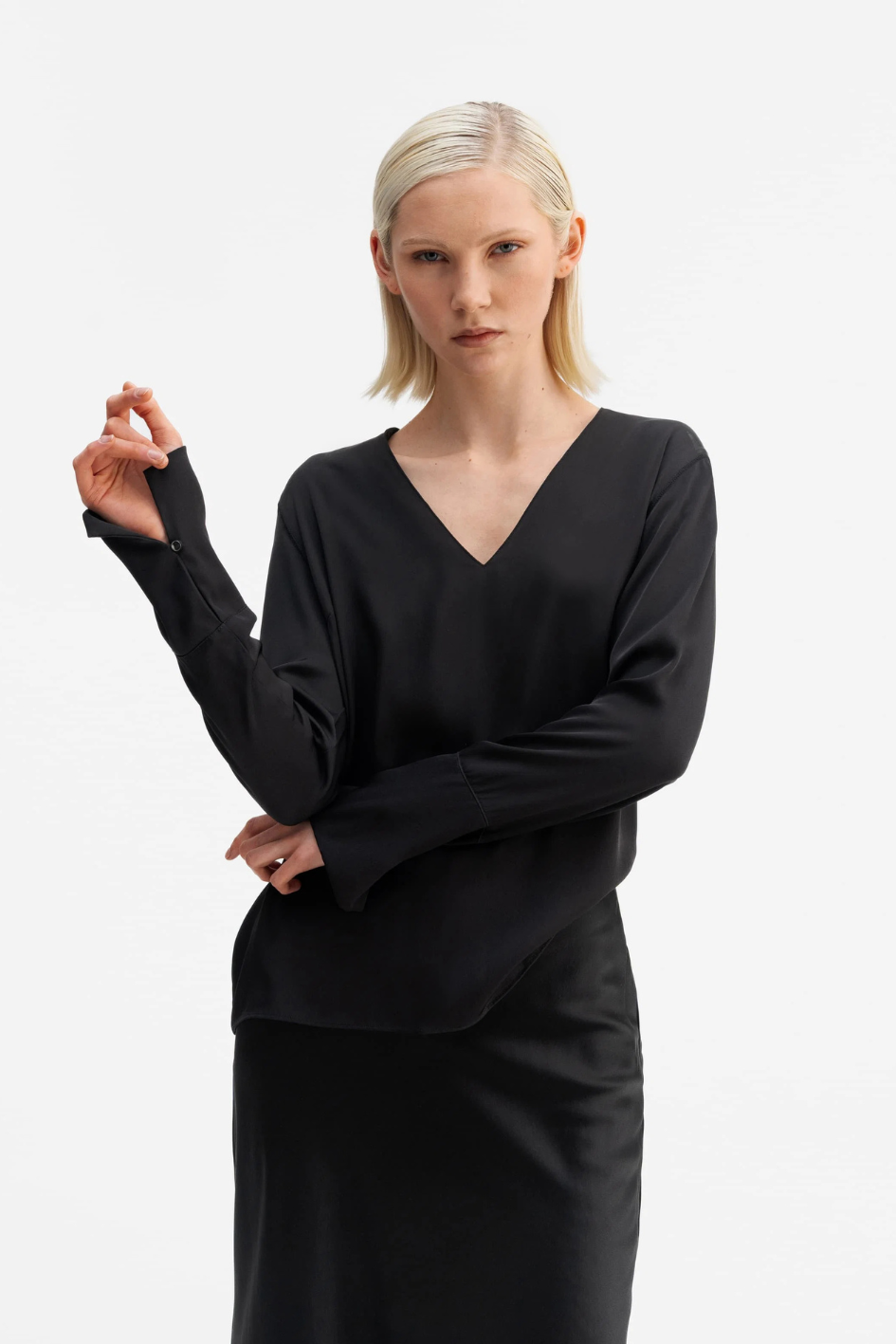 Kelly V-Neck Silk Blouse