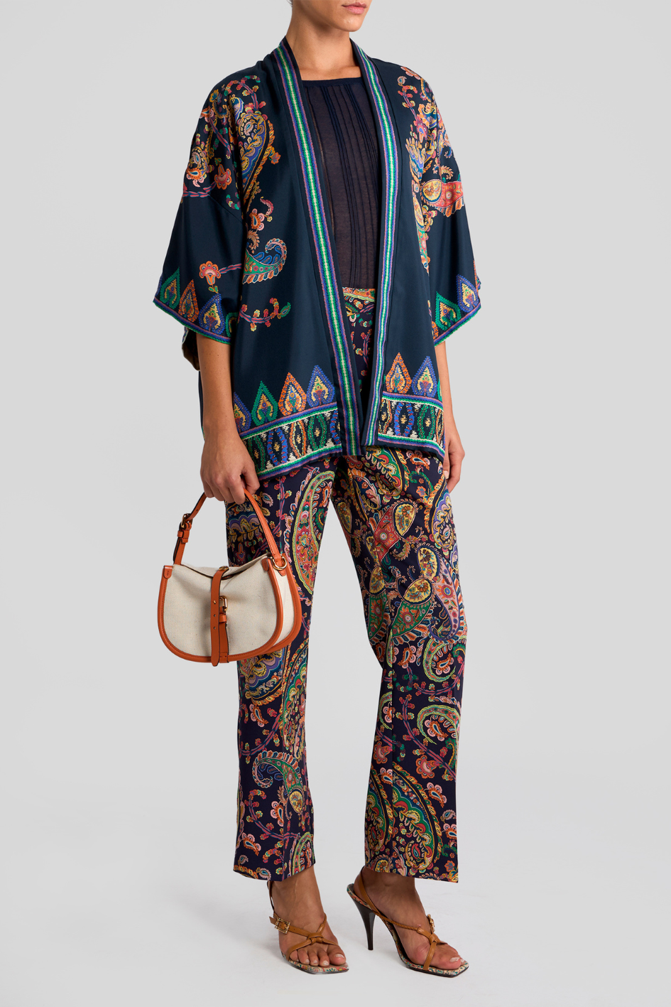 Printed Navy Kimono Jacket
