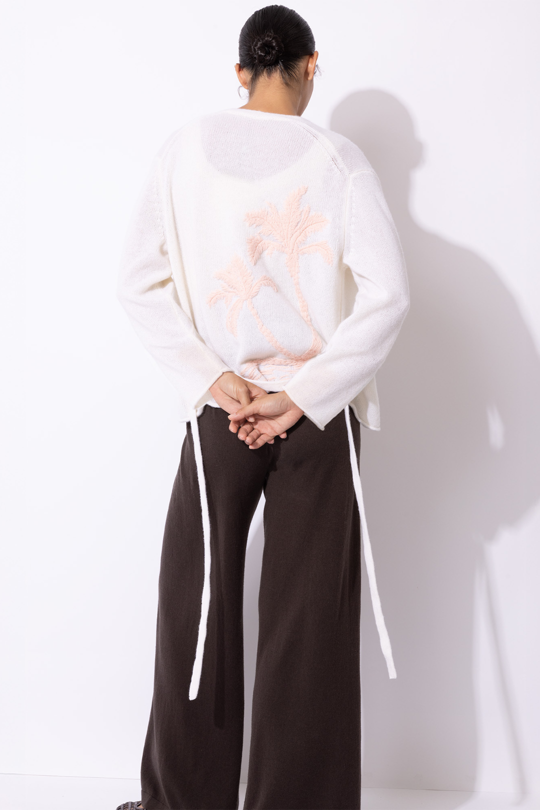 Wrap Cardigan with Floral Back Detail