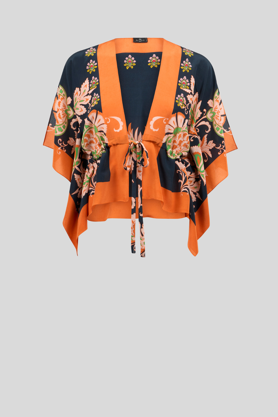 Printed Tie-Front Kimono Top