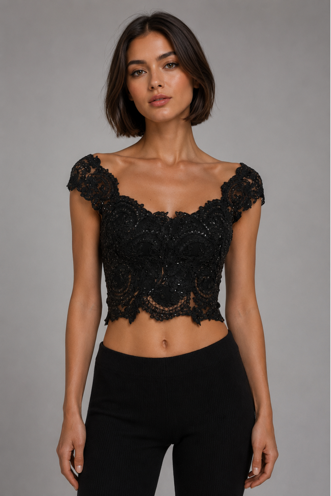Embroidered Lace Crop Top