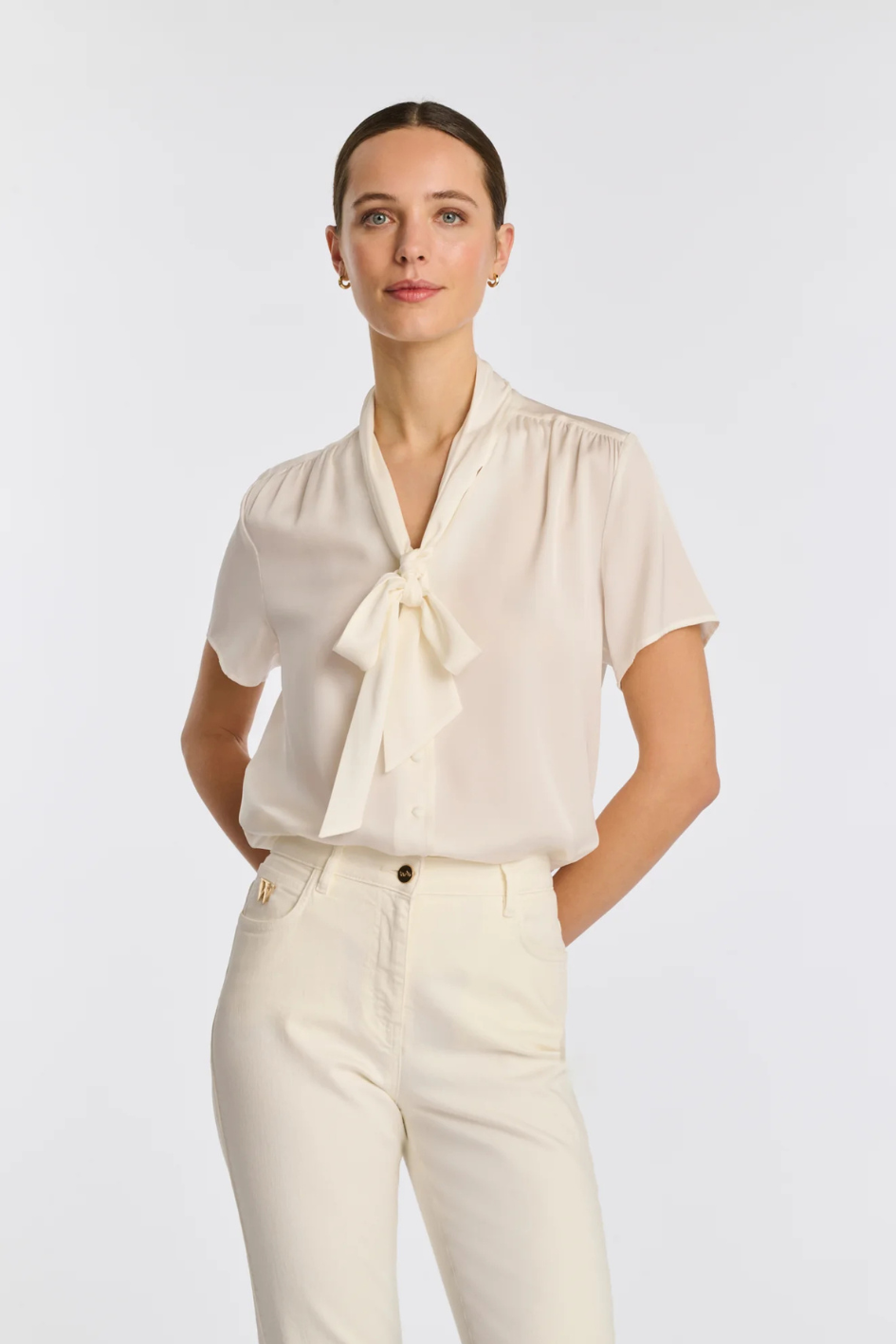 Silk pussy bow blouse