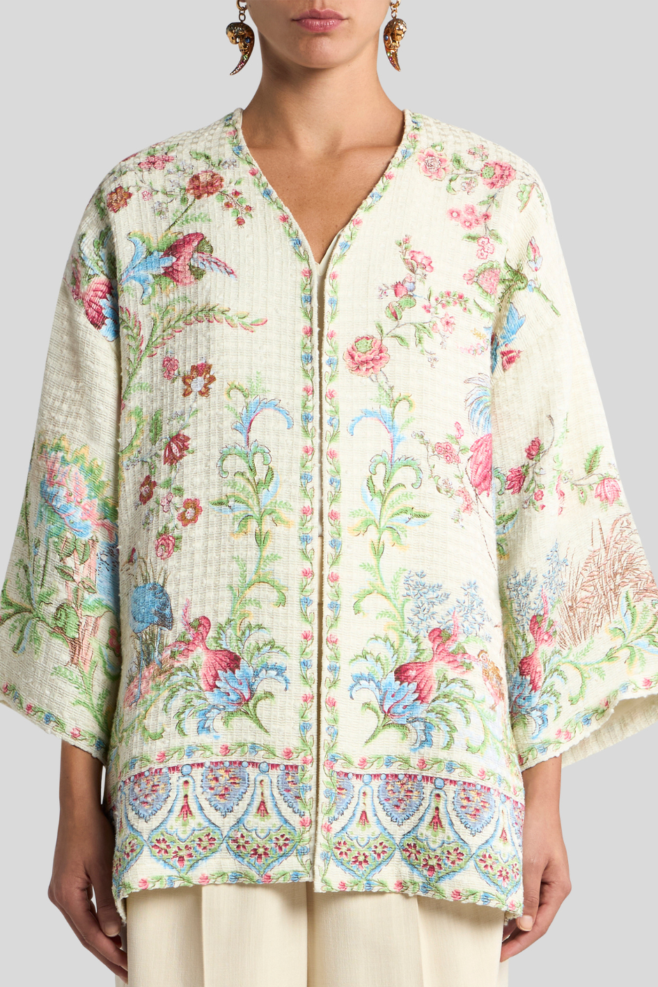 Floral Jacquard Kimono Jacket