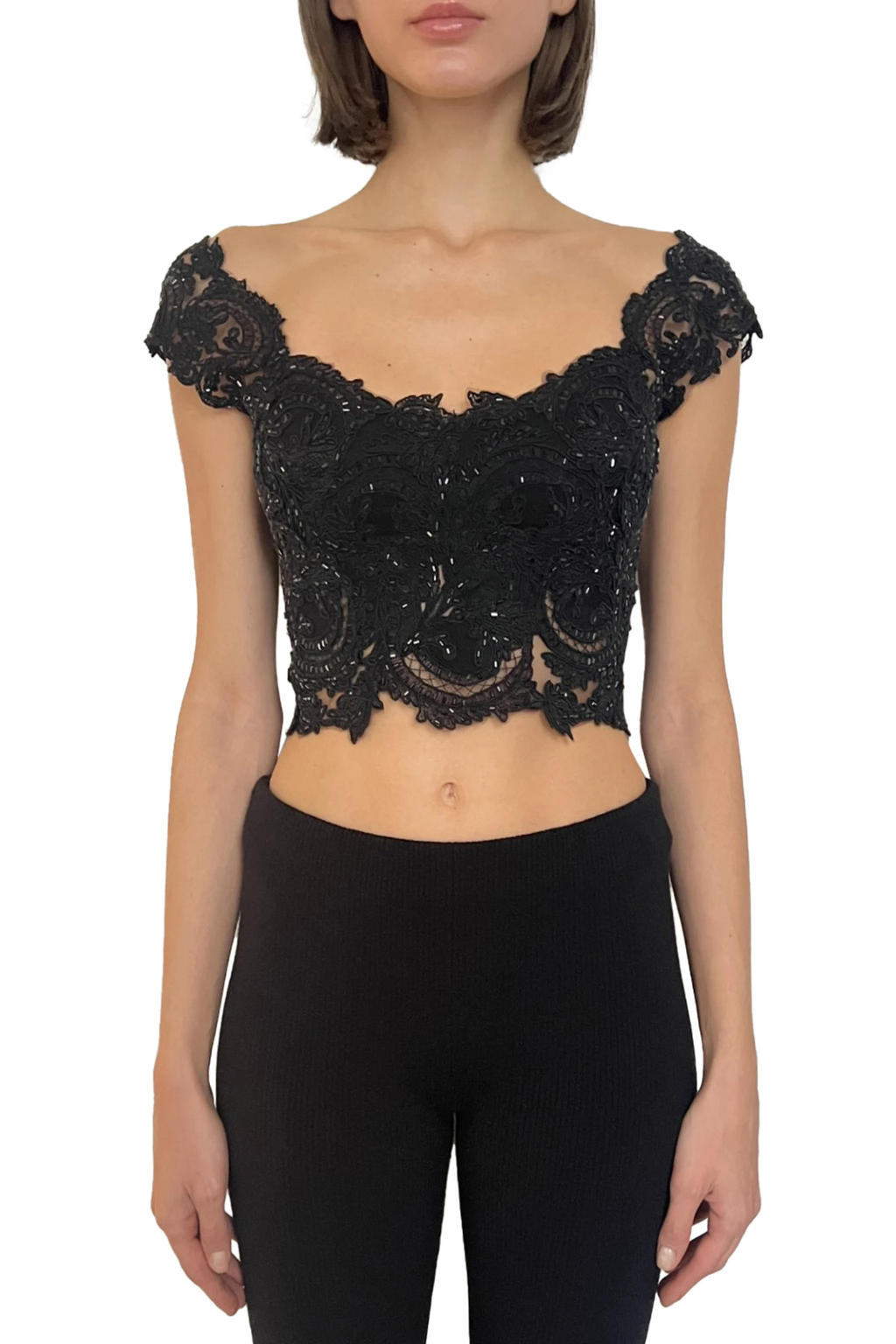 Embroidered Lace Crop Top