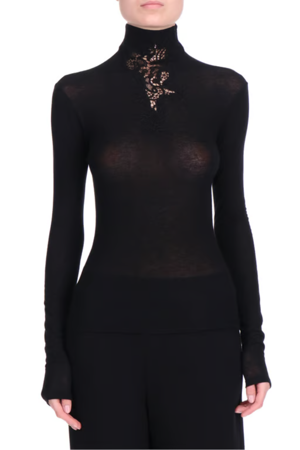 Long Sleeve Lace Turtleneck