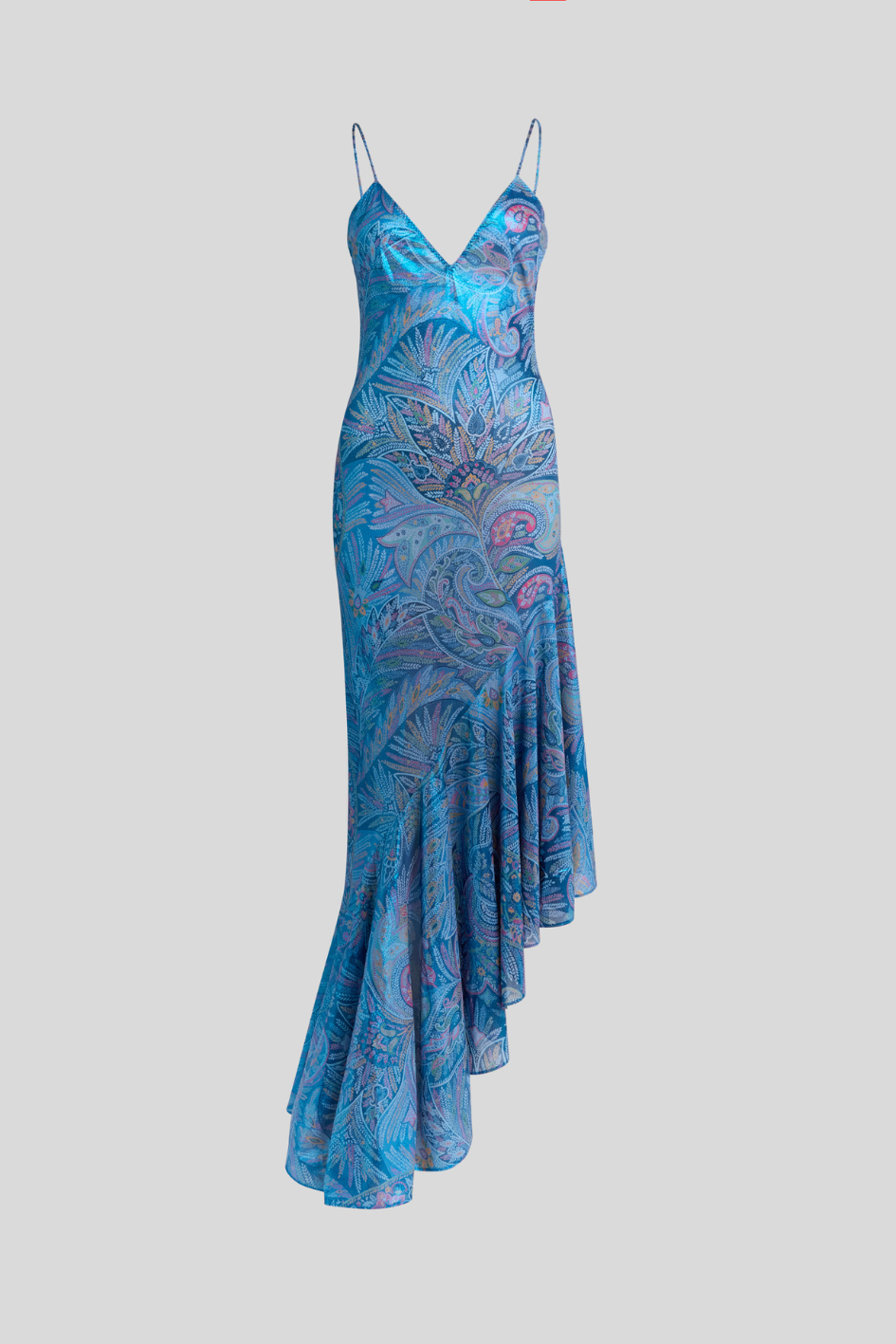 Asymmetric Paisley Slip Dress