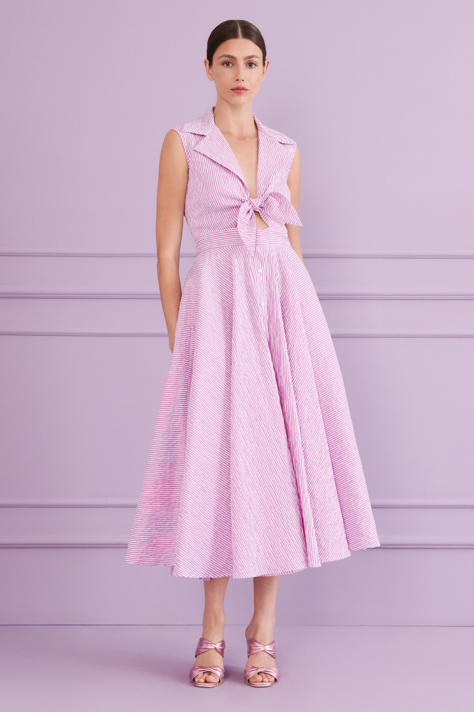 Seersucker Notch Dress