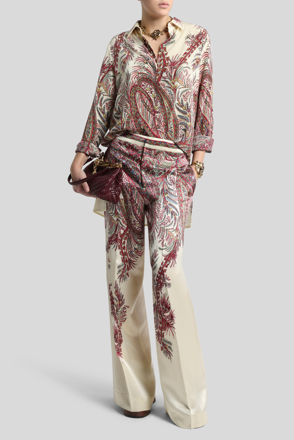 Trousers with Ornamental Paisley Print