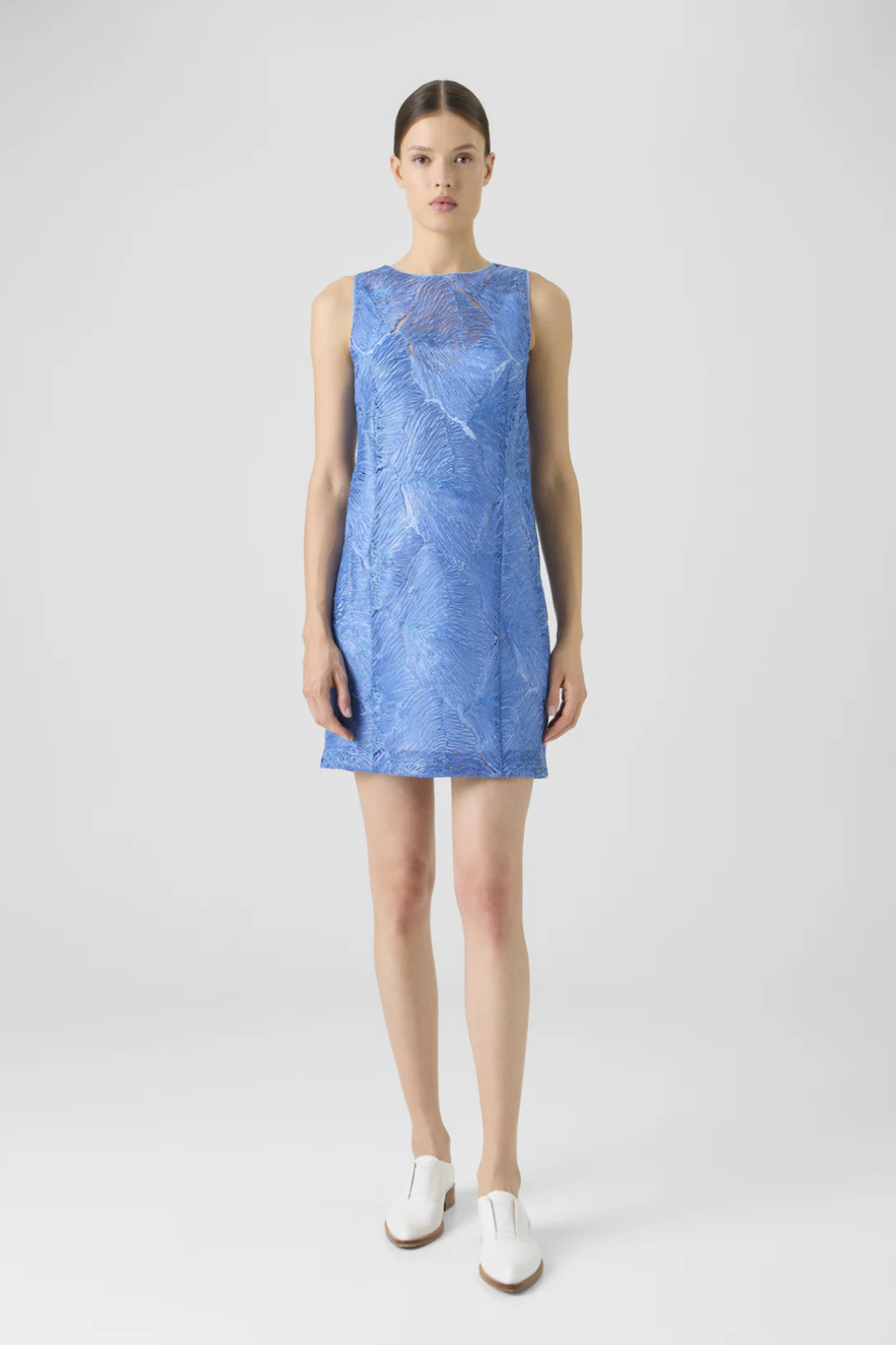 Techno Lacquered Sea Fan Lace Sheath Dress