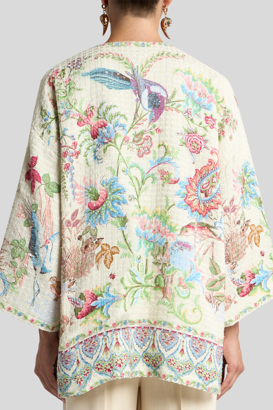Floral Jacquard Kimono Jacket