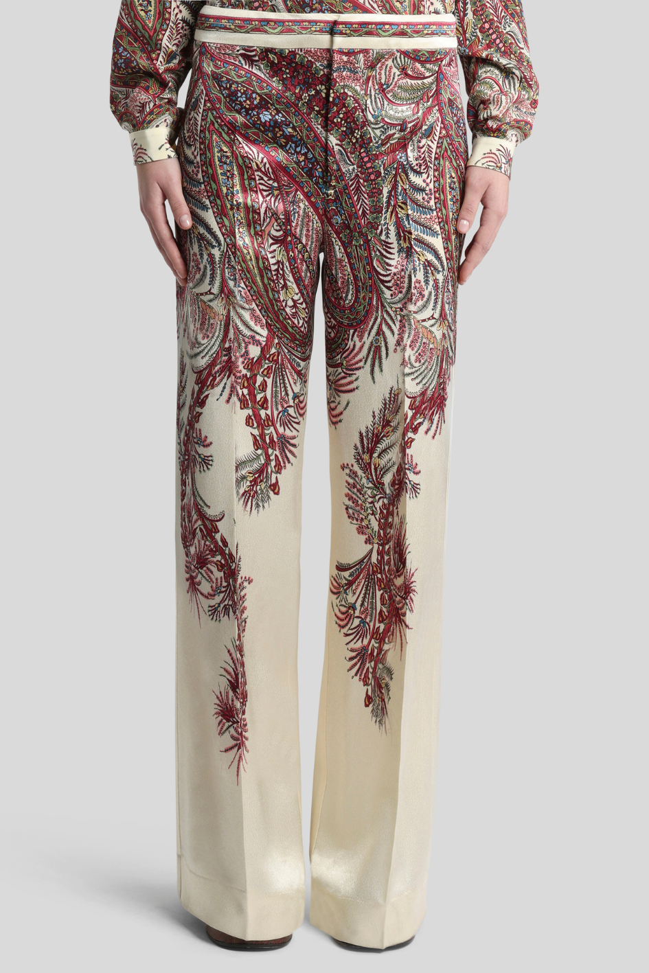 Trousers with Ornamental Paisley Print