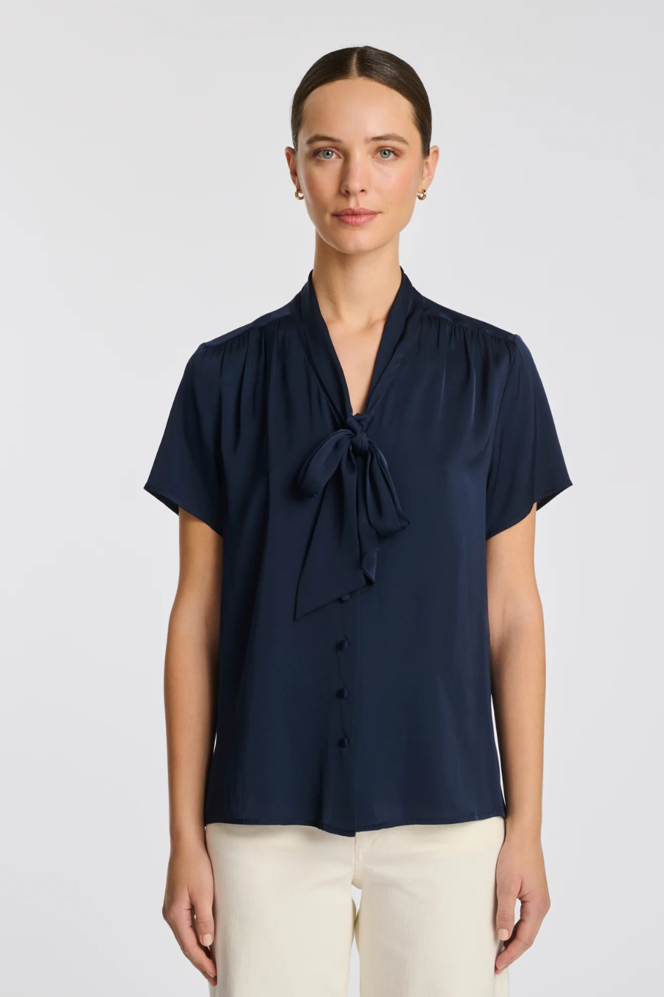 Silk pussy bow blouse