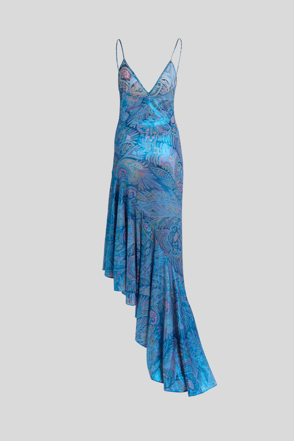 Asymmetric Paisley Slip Dress