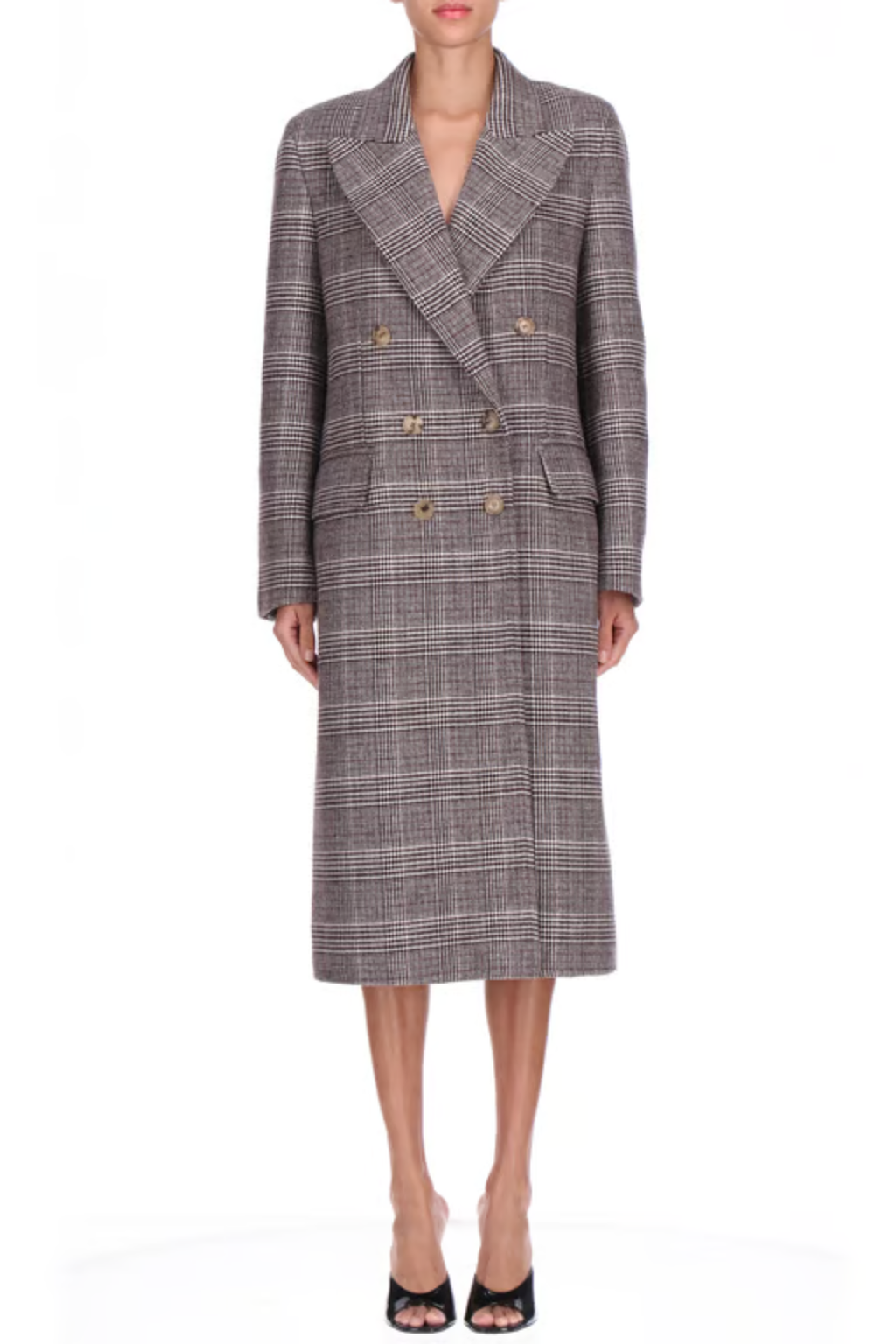 Checked Double-Breasted Coat