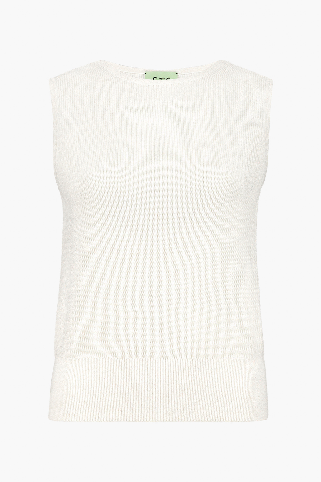 Sleeveless Knit Top with Ribbed Hem