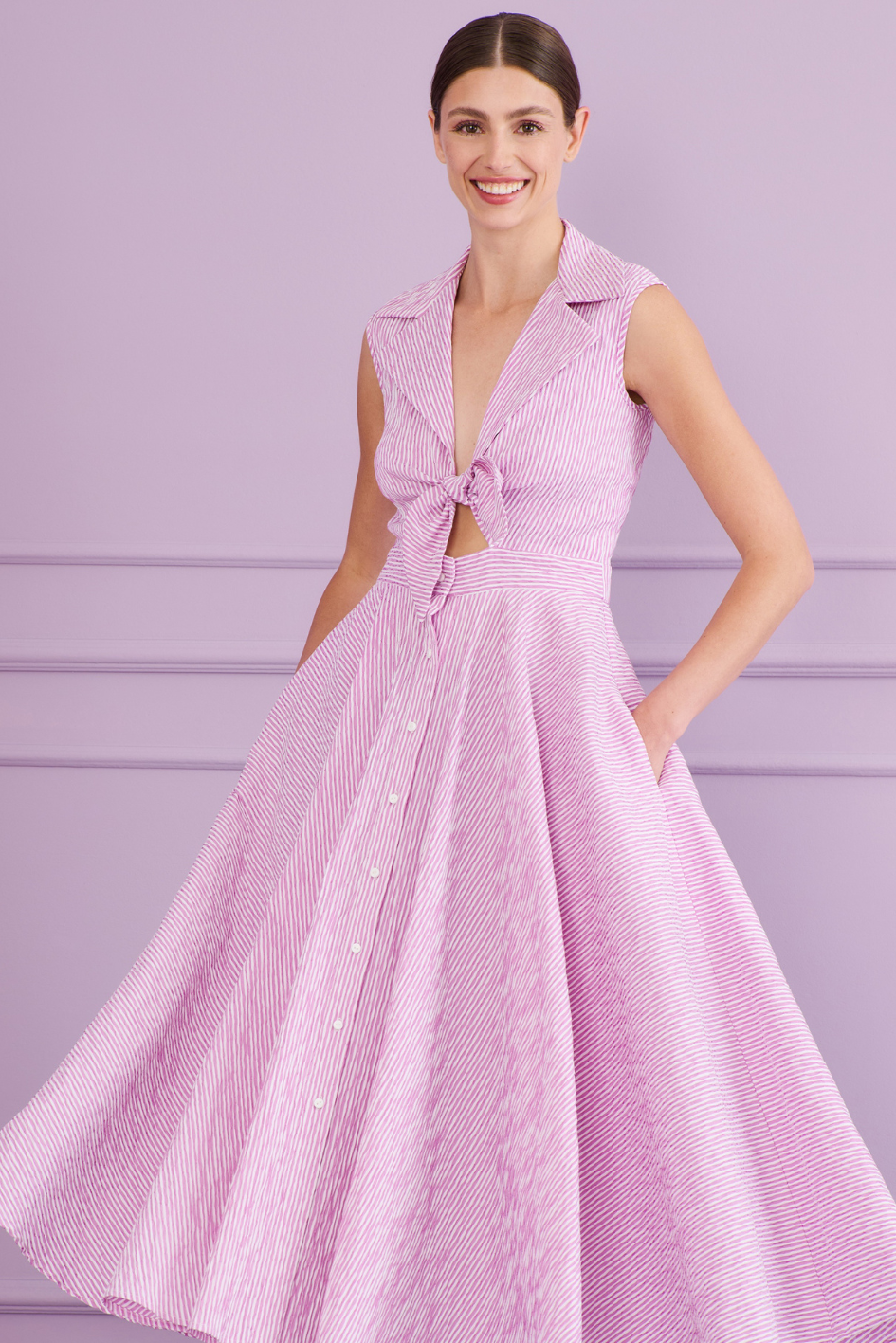 Seersucker Notch Dress