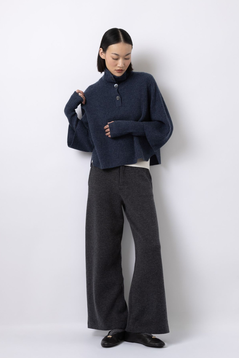Buttoned Poncho Sweater