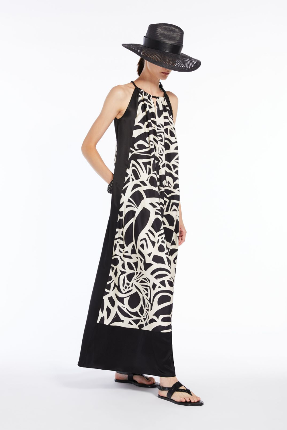 Neckholder Dress in printed silk