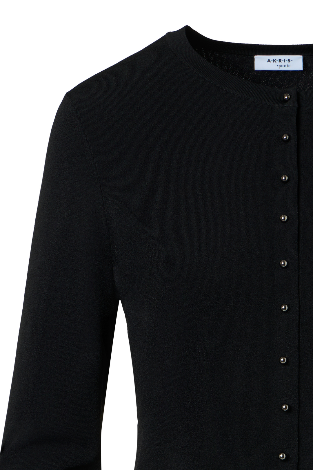 Black Cropped Knit Cardigan in Viscose Blend