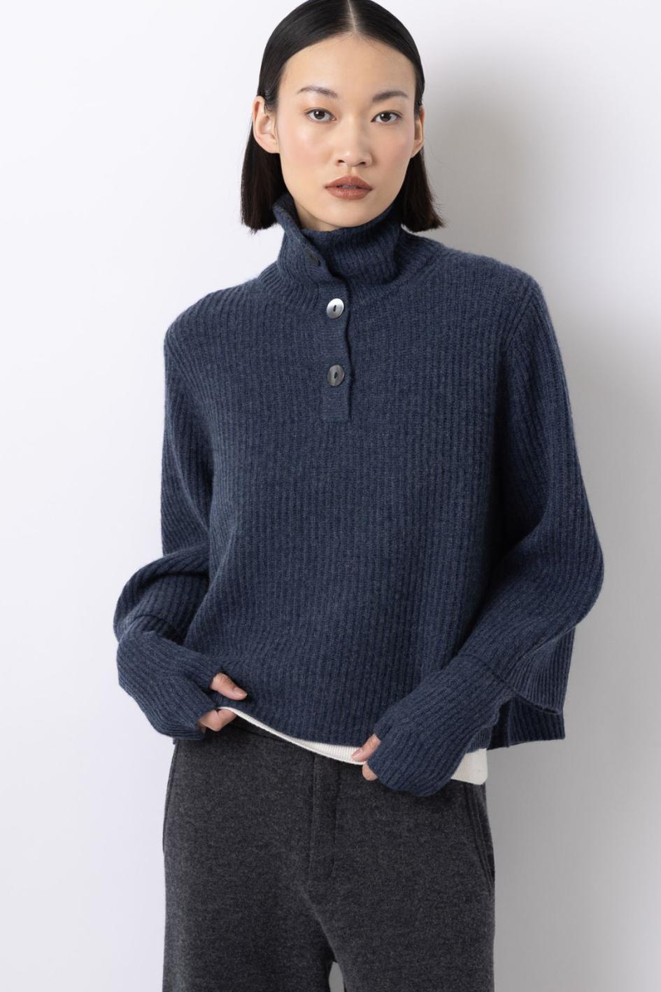 Buttoned Poncho Sweater