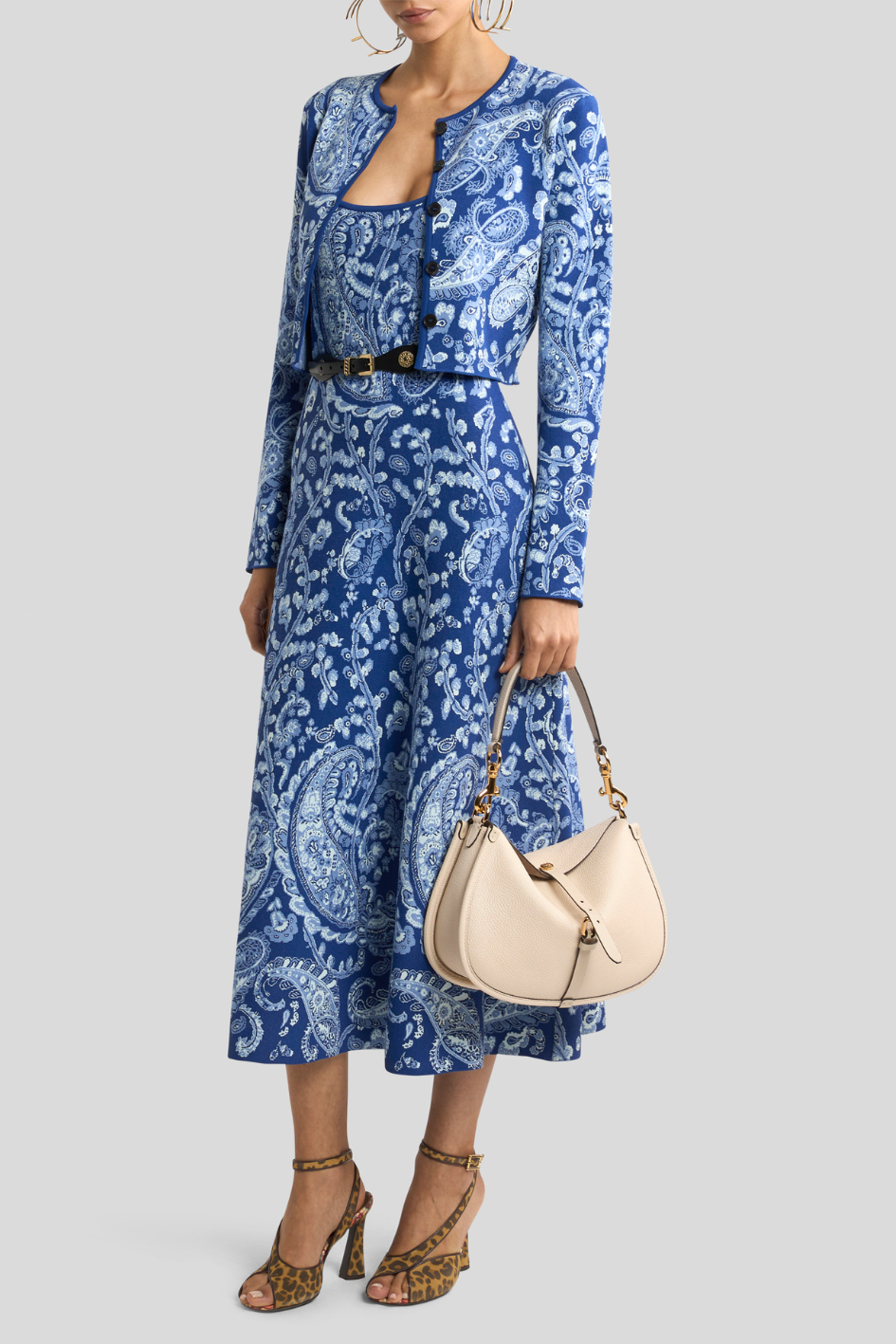 Paisley Print Cropped Cardigan