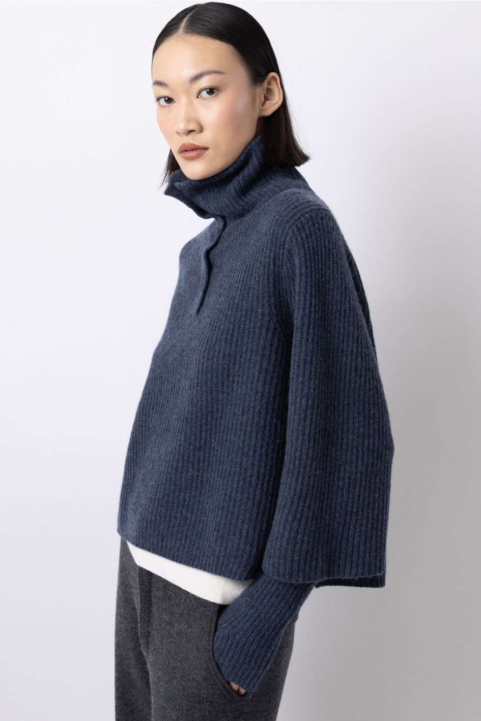 Buttoned Poncho Sweater