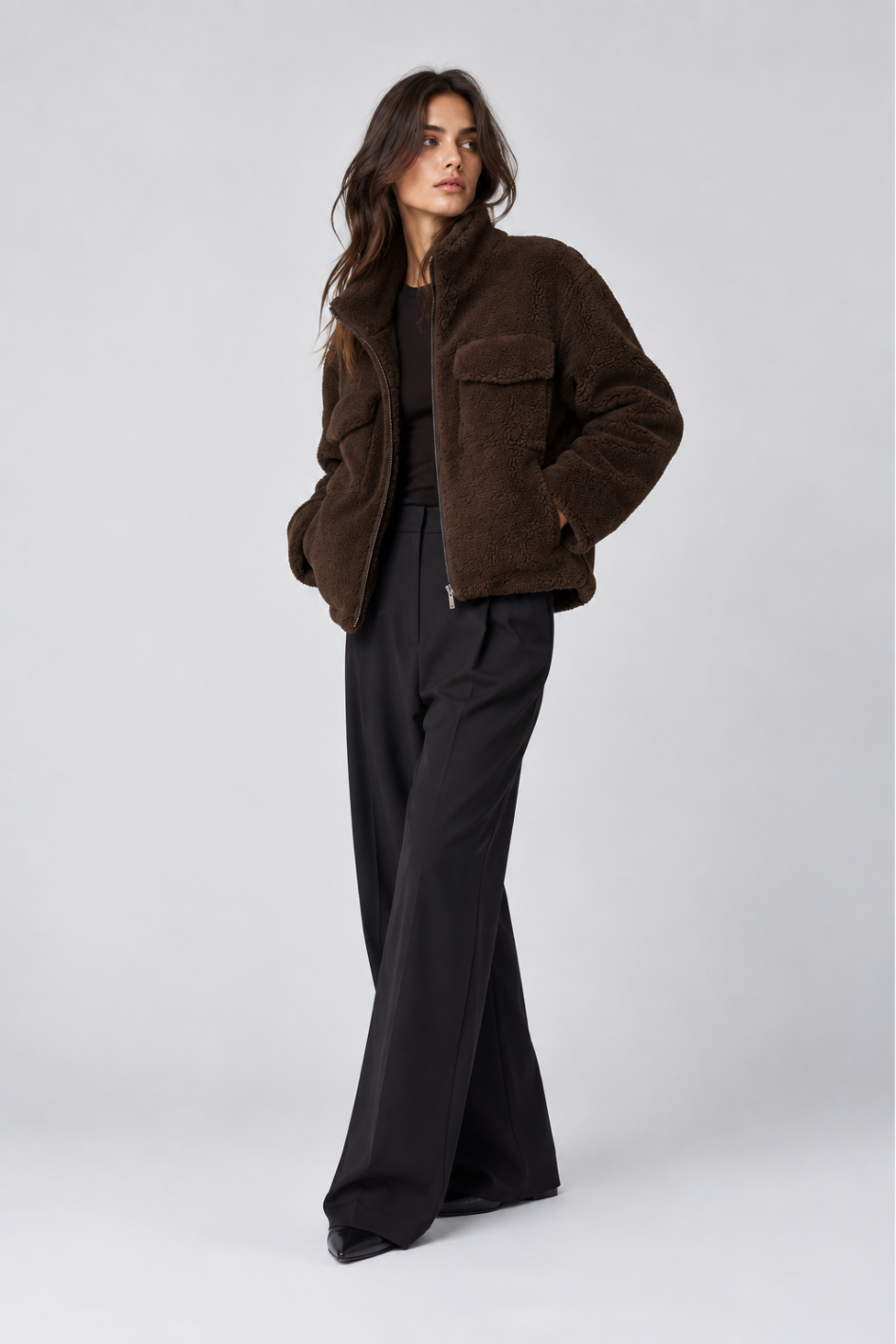 Shearling High-Neck Jumper