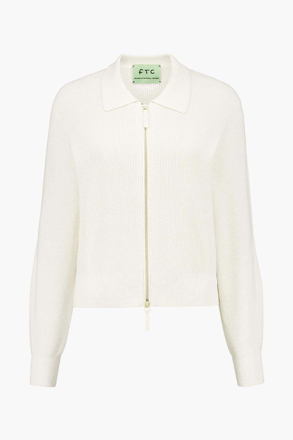 Zip-Front Knit Jacket with Collar