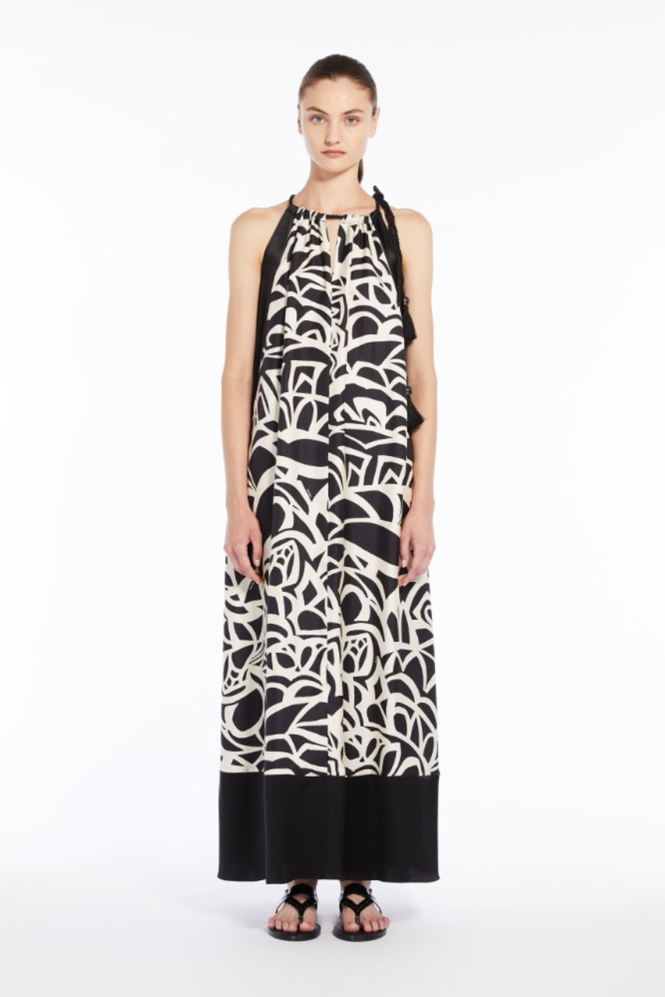 Neckholder Dress in printed silk