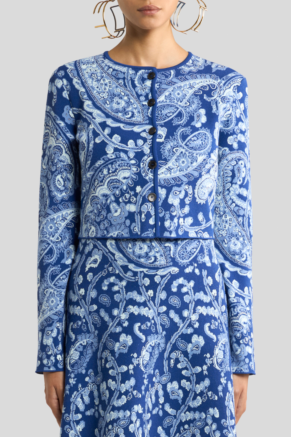 Paisley Print Cropped Cardigan