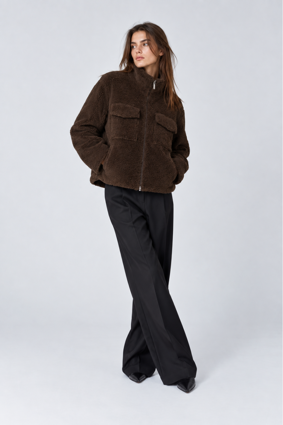 Shearling High-Neck Jumper