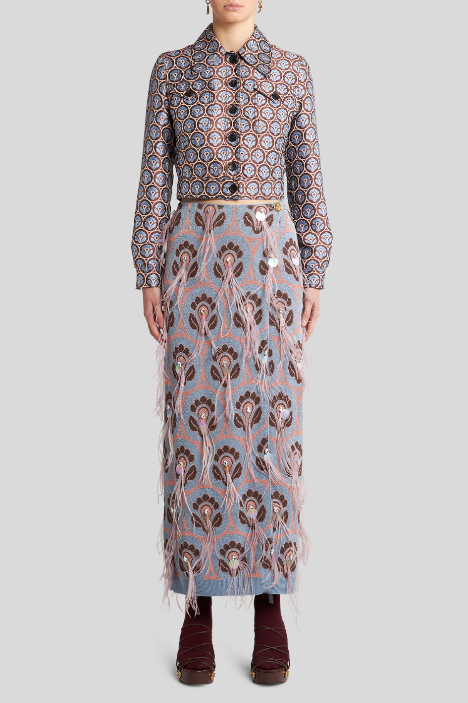 Jacket in shiny Jacquard