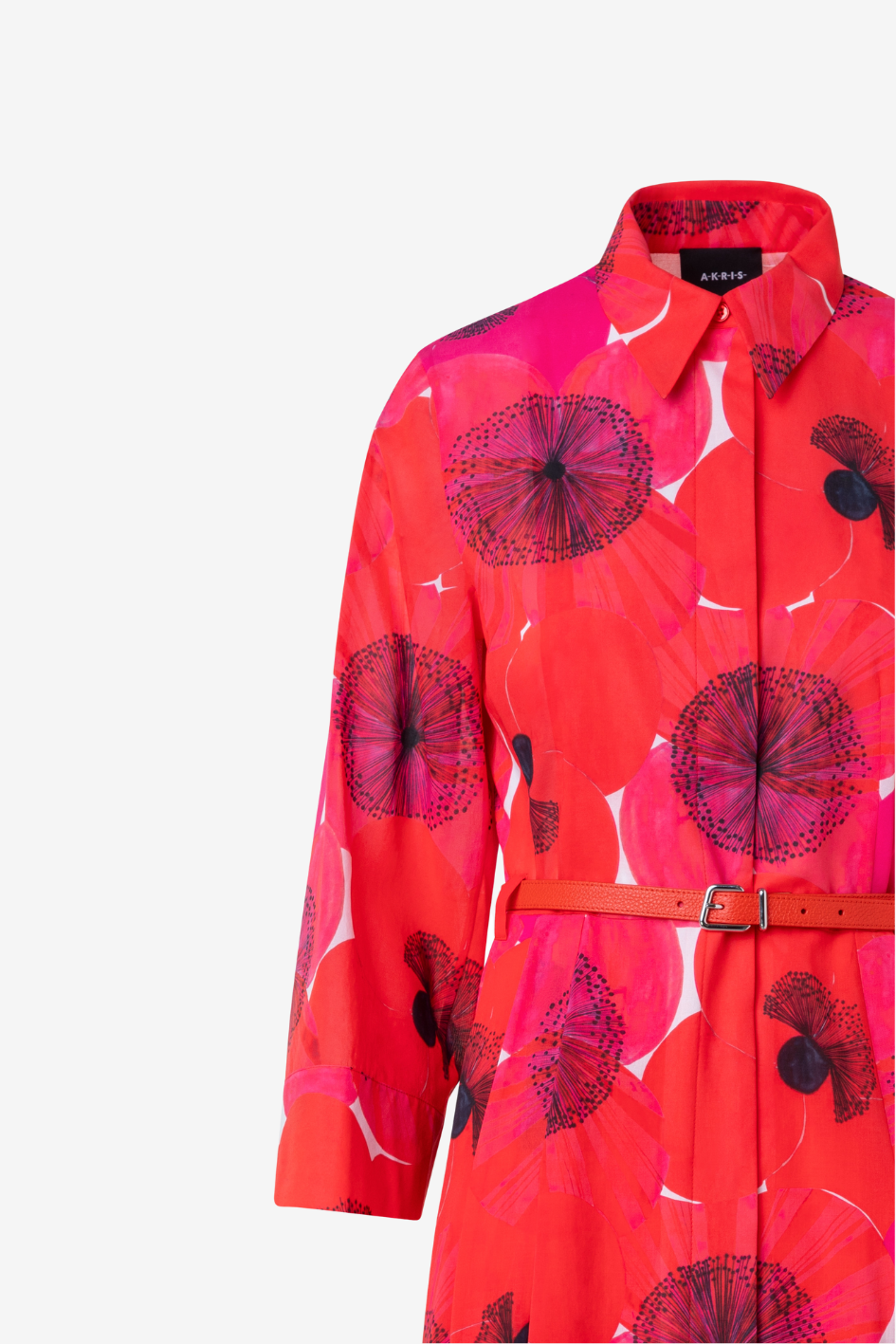 Midi-Blusenkleid aus Baumwolle mit Poppy Druck