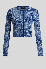 Paisley Print Cropped Cardigan