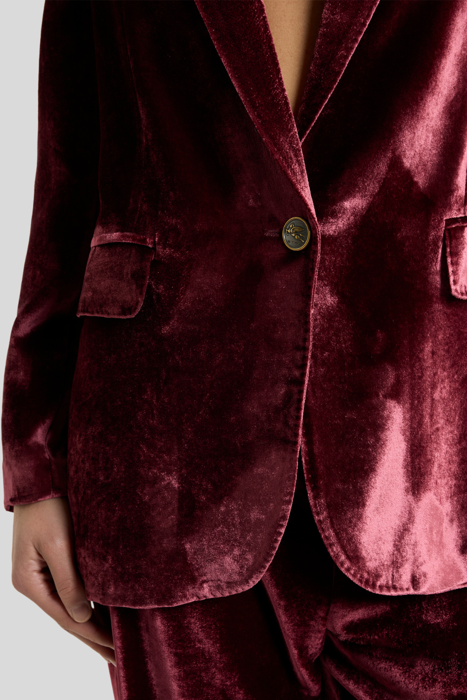 Burgundy Velvet Tailored Blazer