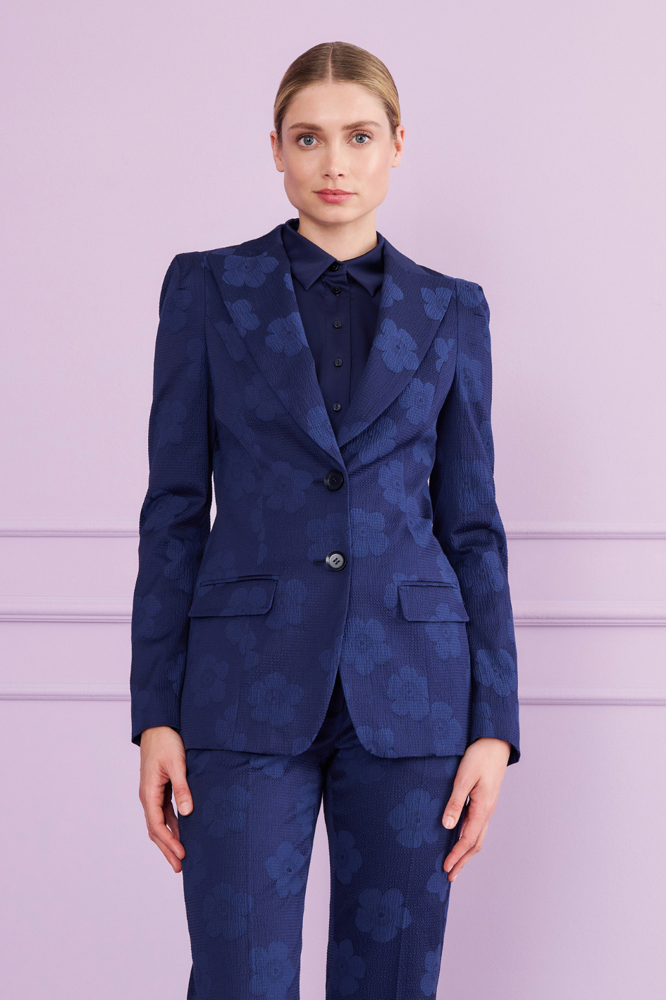 Daisy Jacquard Blazer with Flower Print