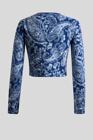 Paisley Print Cropped Cardigan
