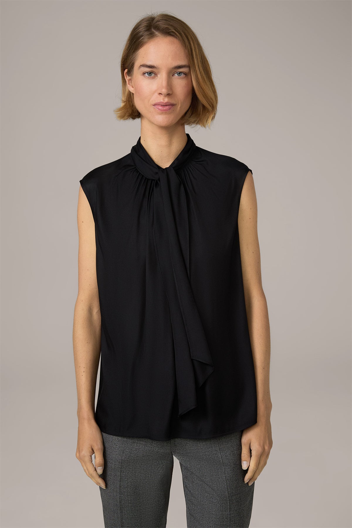 Blouse with Stand-Up Collar