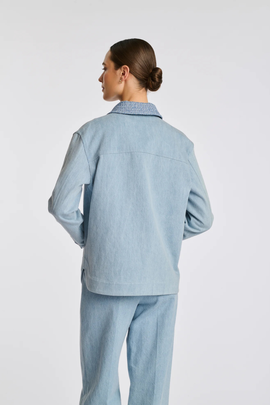 Tweed and denim overshirt