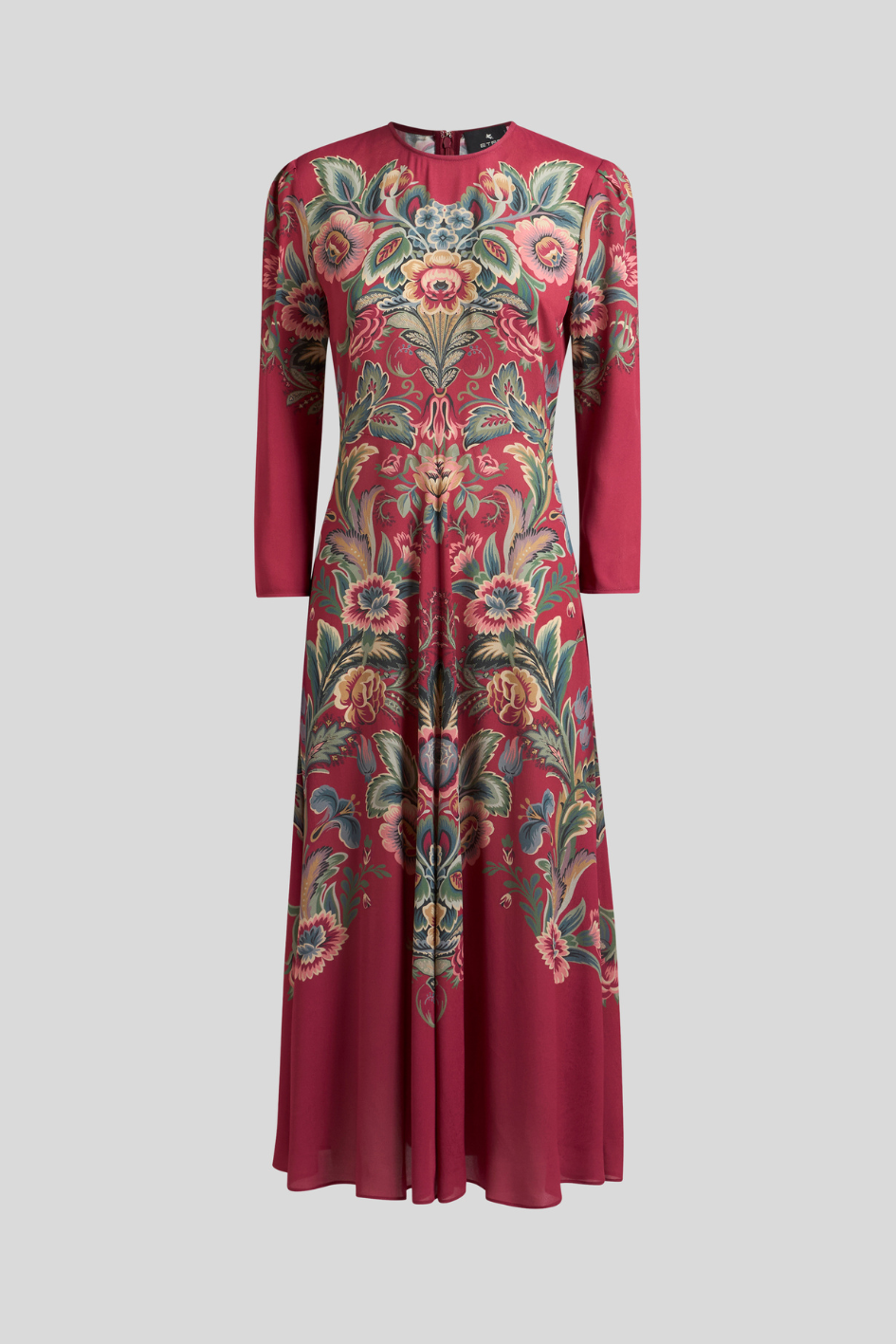 Floral Midi Dress with Symmetrical Print