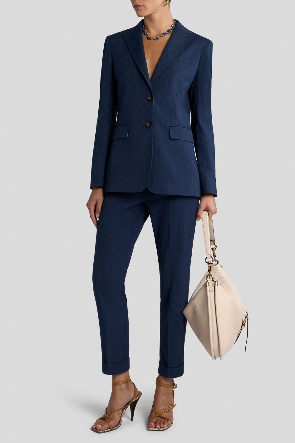 Tailored Straight-Leg Trousers with Turn-Up Hem