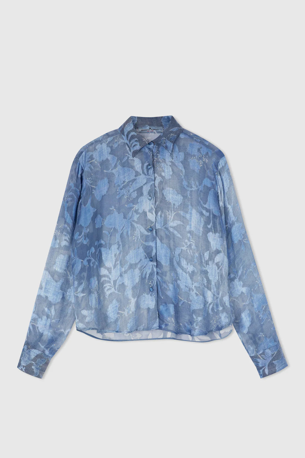 Sheer Floral Denim Blouse